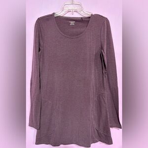 Toad&Co Women's Long Sleeve Mauve and Heather Gray stripped Top